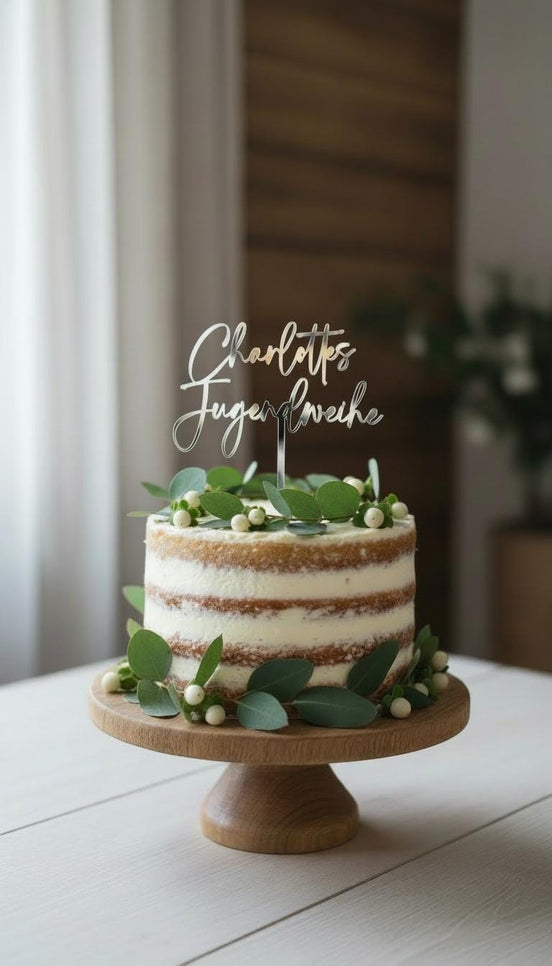 Cake Topper Jugendweihe personalisiert mit Name – Konfirmation Kommunion Torten Topper aus Acryl Gold Silber Roségold, Jugendweihe Deko