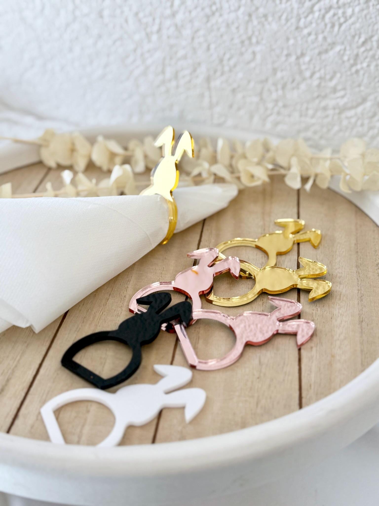 Serviettenring Hase Acryl Ostern, Oster Tischdeko, Serviettenhalter Hase, Osterdeko Tisch, Napkin Ring Bunny, Oster Tischdeko Set