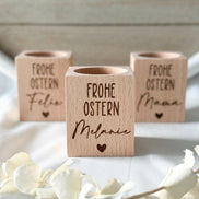Personalisierter Eierbecher Ostern mit Name, Frohe Ostern Eierbecher Holz, Ostergeschenk personalisiert, Oster Tischdeko, Eierhalter