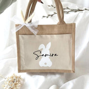 Personalisierte Ostertasche mit Name – Osterkorb Kinder, Osterhase Jutetasche, Osternest Alternative, Ostergeschenk Mädchen Junge, Osterkorb
