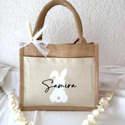 Personalisierte Ostertasche mit Name – Osterkorb Kinder, Osterhase Jutetasche, Osternest Alternative, Ostergeschenk Mädchen Junge, Osterkorb