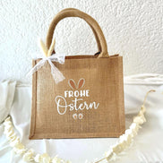 Frohe Ostern Jutetasche – Osterkorb Kinder, Ostertasche für Ostereiersuche, Osternest Alternative, Ostergeschenk Tasche, Mitarbeitergeschenk