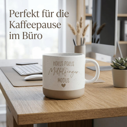 Tasse Hokus Pokus Mittelfinger Modus – freche Kaffee Tasse – witziges Geschenk für Kollegen Freunde – Humor Keramiktasse, lustig,