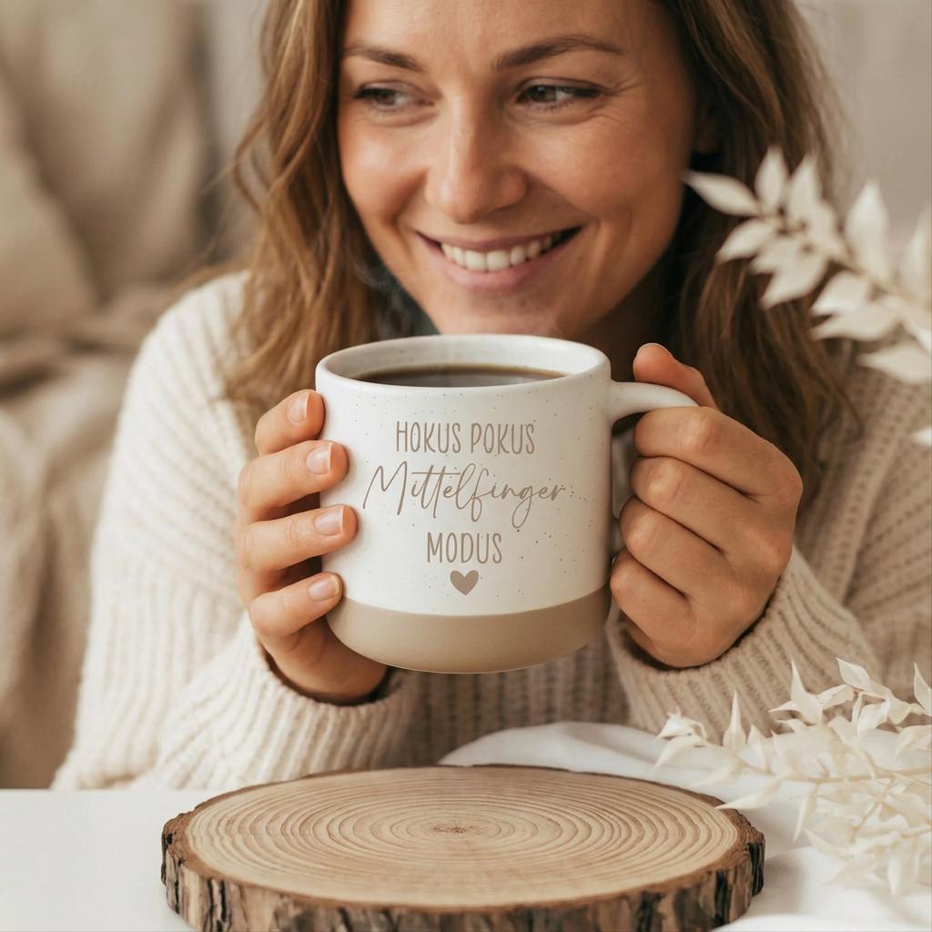Tasse Hokus Pokus Mittelfinger Modus – freche Kaffee Tasse – witziges Geschenk für Kollegen Freunde – Humor Keramiktasse, lustig,