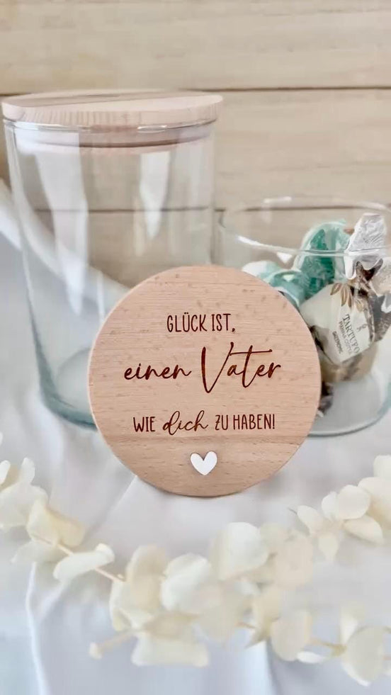 Vatertag Geschenk Papa – Glück ist einen Vater wie dich zu haben – Vorratsglas mit Gravur – Papa Geschenk, Bester Papa, Father,