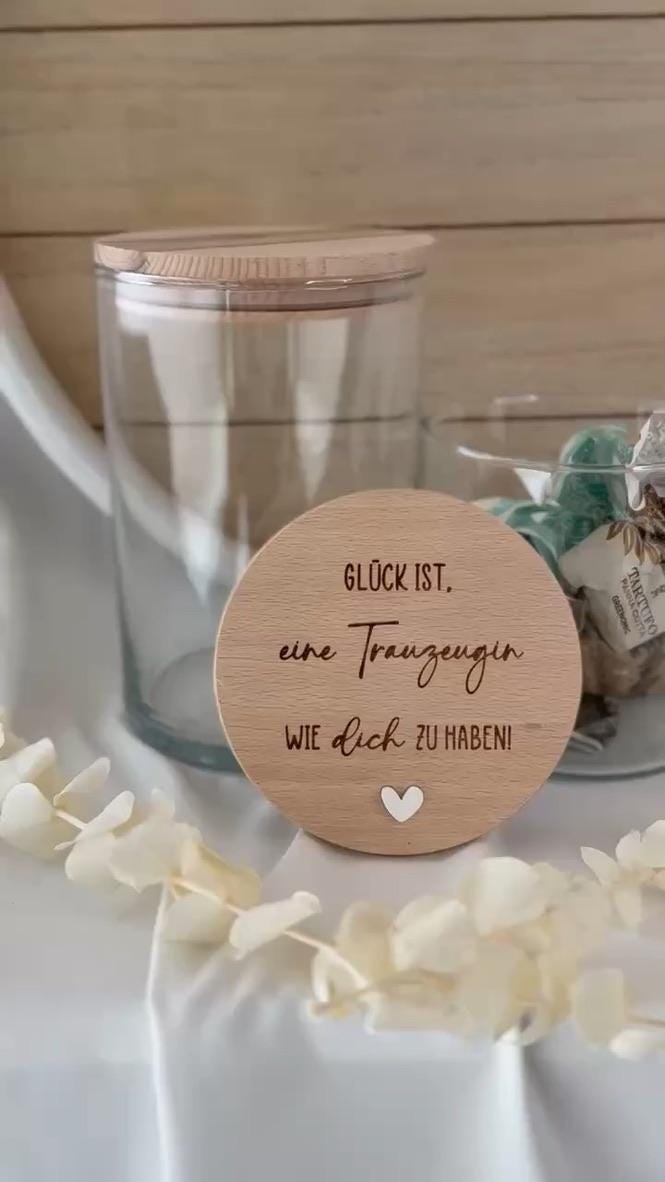 Geschenk für Trauzeugin – Glück ist eine Trauzeugin wie dich zu haben – Vorratsglas mit Gravur – Trauzeugin Geschenk, Danke Geschenk
