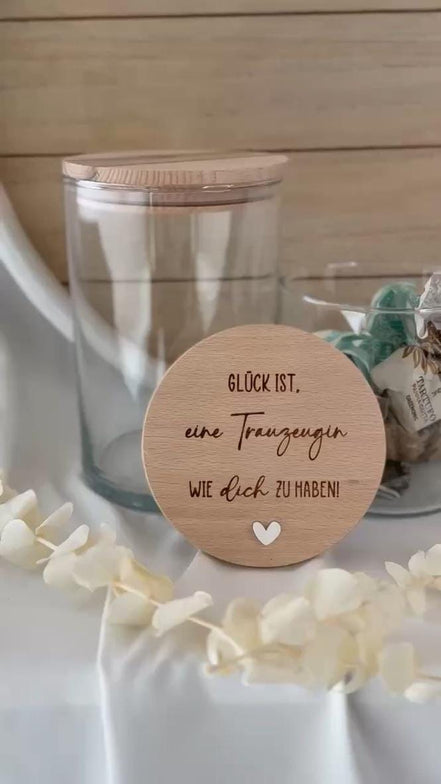 Geschenk für Trauzeugin – Glück ist eine Trauzeugin wie dich zu haben – Vorratsglas mit Gravur – Trauzeugin Geschenk, Danke Geschenk