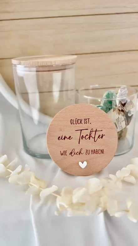Geschenk für Tochter – Glück ist eine Tochter wie dich zu haben – Vorratsglas mit Gravur – Tochter Geschenk, Beste Tochter, Keksdose
