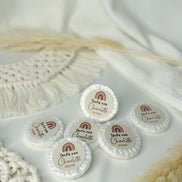 Mini Seifen (10er Set ) personalisiert Taufe – Gastgeschenk Taufe mit Name & Datum – Seife Regenbogen rund, Kommunion, Konfirmation