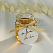 Hochzeitsanhänger personalisiert – Weiß mit Gold oder Silber Veredelung – Namensanhänger für Gastgeschenke rund oder gewellt, Söz, Nisan