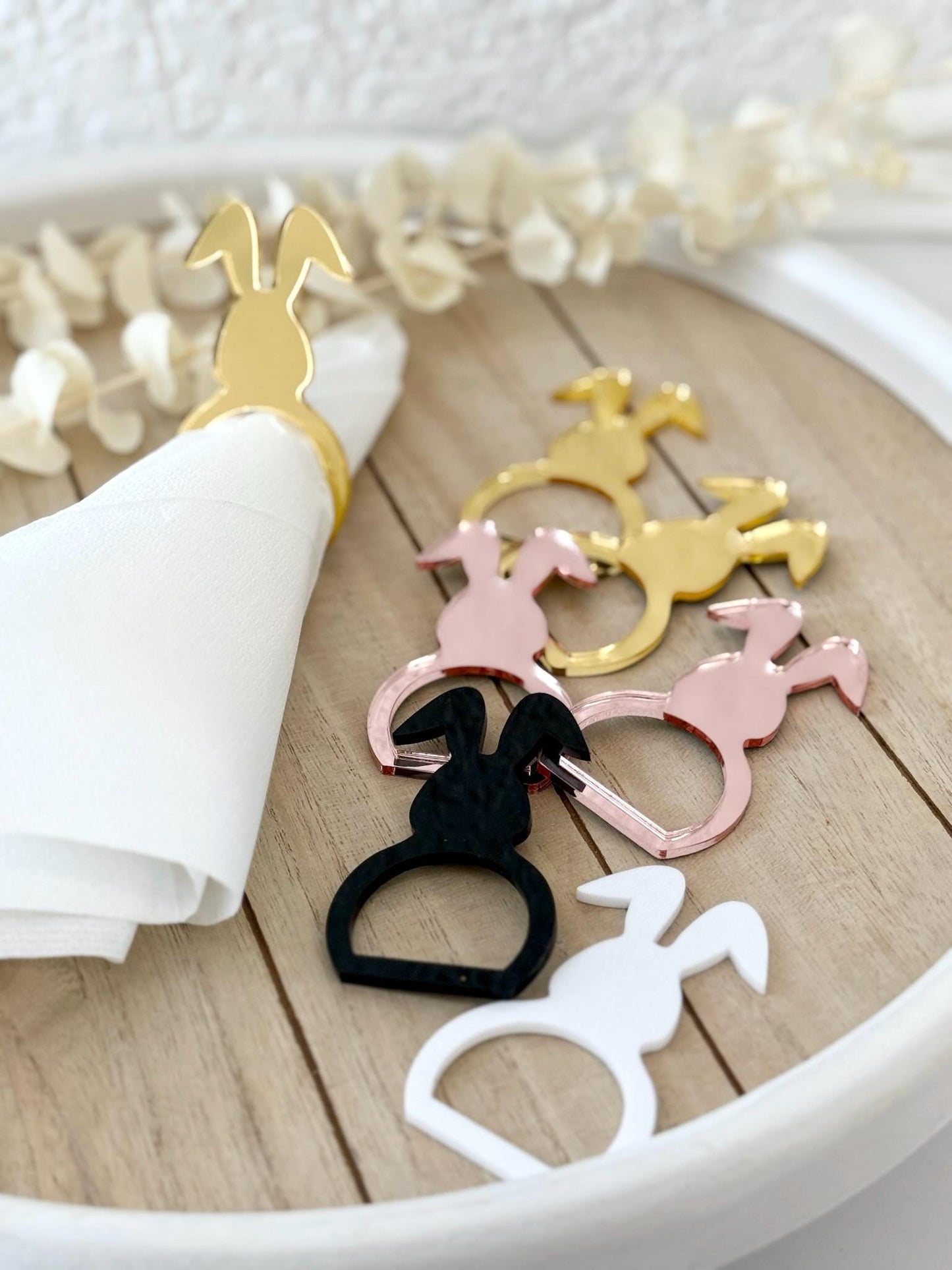 Serviettenring Hase Acryl Ostern, Oster Tischdeko, Serviettenhalter Hase, Osterdeko Tisch, Napkin Ring Bunny, Oster Tischdeko Set