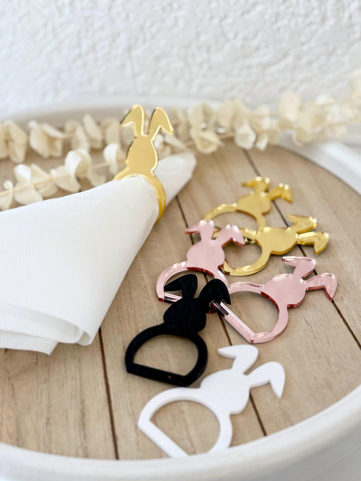 Serviettenring Hase Acryl Ostern, Oster Tischdeko, Serviettenhalter Hase, Osterdeko Tisch, Napkin Ring Bunny, Oster Tischdeko Set