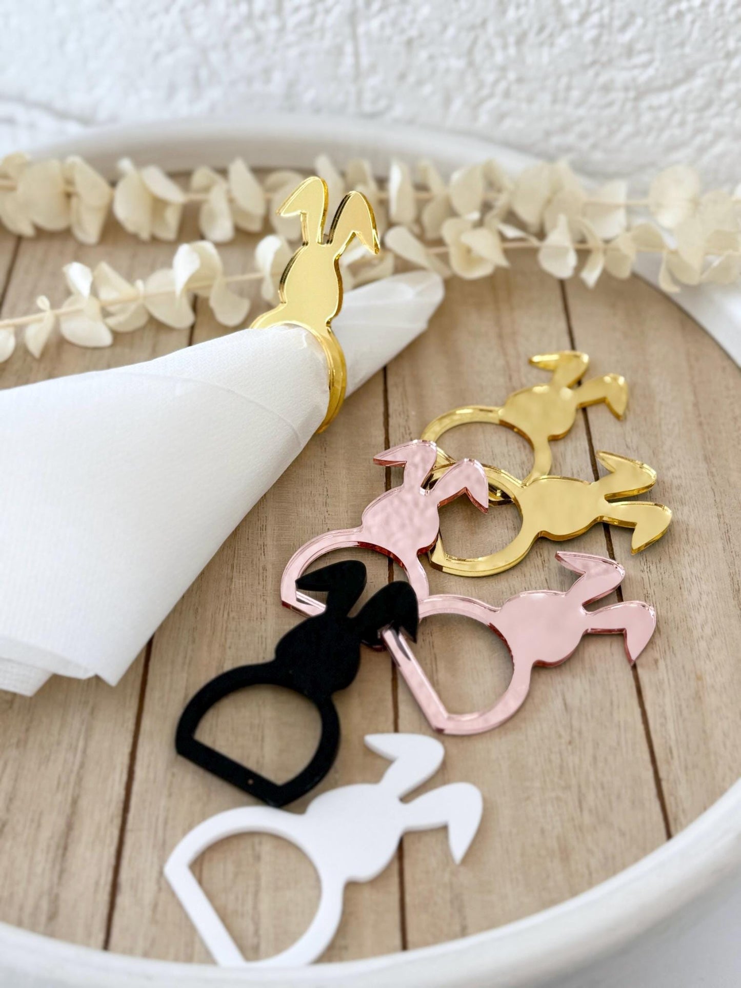 Serviettenring Hase Acryl Ostern, Oster Tischdeko, Serviettenhalter Hase, Osterdeko Tisch, Napkin Ring Bunny, Oster Tischdeko Set