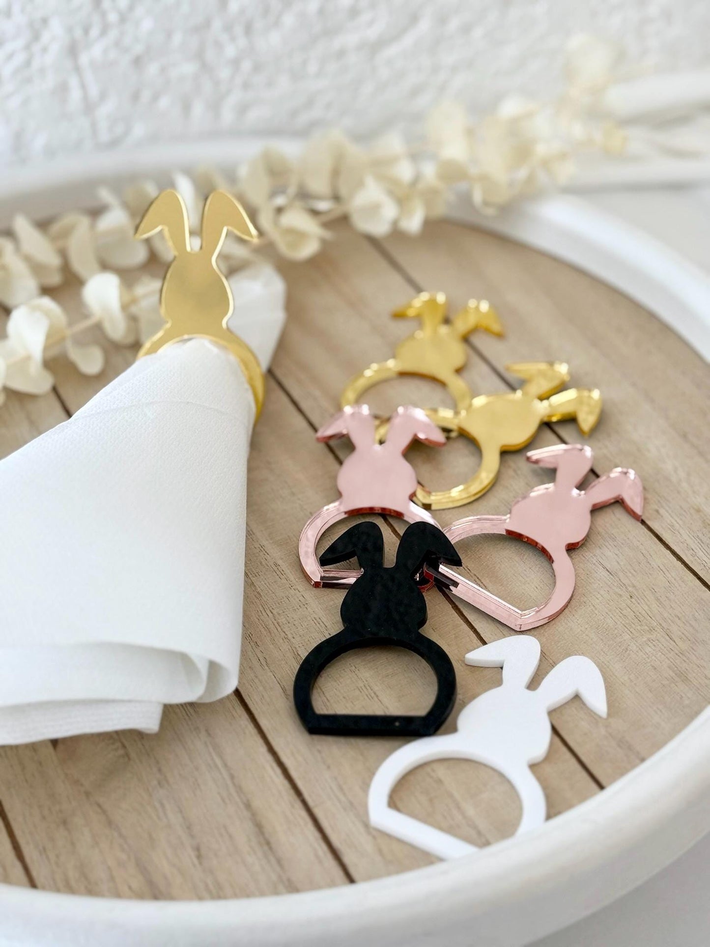 Serviettenring Hase Acryl Ostern, Oster Tischdeko, Serviettenhalter Hase, Osterdeko Tisch, Napkin Ring Bunny, Oster Tischdeko Set