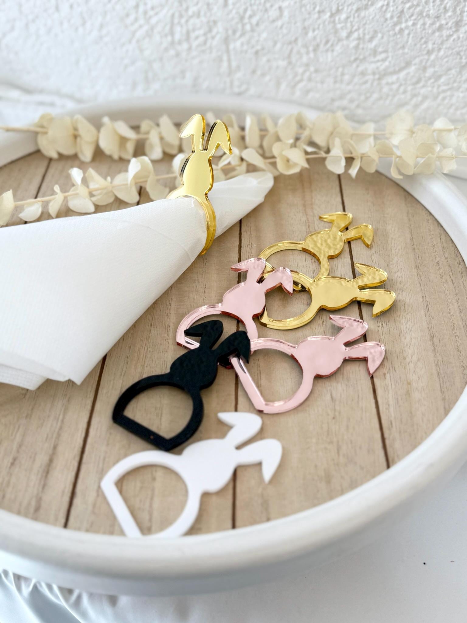 Serviettenring Hase Acryl Ostern, Oster Tischdeko, Serviettenhalter Hase, Osterdeko Tisch, Napkin Ring Bunny, Oster Tischdeko Set