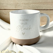 Tasse Ein Becher voller Glück – Geschenk für Freundin Familie – motivierende Kaffee Tasse – Keramik Tasse mit Spruch, Tasse mit Gravur,