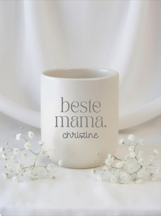 Personalisierte Mama Tasse mit Name – beste mama Becher – Muttertag Geschenk Mama – minimalistischer Kaffeebecher Henkellos, Geschenk Mutter