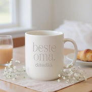Personalisierte Oma Tasse mit Name – beste oma Becher – Geschenk Oma Geburtstag –minimalistischer Kaffeebecher henkellos Geschenk Großmutter