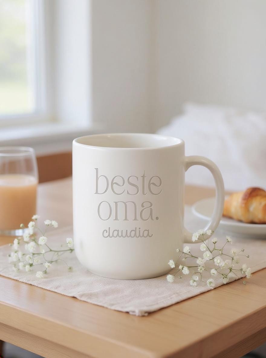 Personalisierte Oma Tasse mit Name – beste oma Becher – Geschenk Oma Geburtstag –minimalistischer Kaffeebecher henkellos Geschenk Großmutter