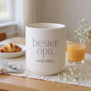 Personalisierte Opa Tasse mit Name – bester opa Becher Geschenk Opa Geburtstag – minimalistischer Kaffeebecher henkellos, Geschenk Großvater