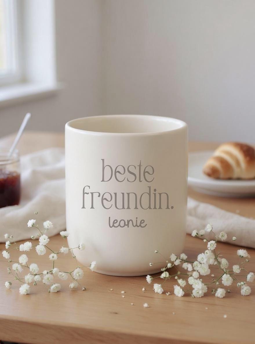 Personalisierte Freundin Tasse mit Name – beste freundin Becher – Geschenk beste Freundin – minimalistischer Kaffeebecher ohne Henkel