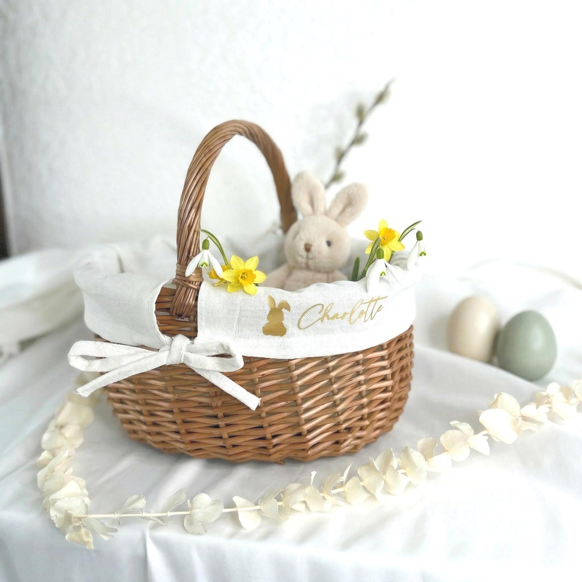Personalisiertes Osterkörbchen mit Name – Osterkorb Kinder mit Hasenmotiv – Osternest personalisiert – Ostergeschenk Kinder – Osterdeko Korb