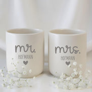 Personalisierte Mr Mrs Tasse mit Name – Hochzeitsgeschenk Paar – Mr. Mrs Becher Set – Geschenk Hochzeit Brautpaar – minimalistischer Becher