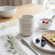 Achtsamkeit Tasse einatmen ausatmen lächeln – Tasse mit Spruch – minimalistischer Kaffeebecher ohne Henkel – Freundin Kollegin Geschenk