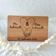 Hochzeitsgeschenk Holz personalisiert – Mr & Mrs Brettchen mit Namen – Geschenk Hochzeit Paar – Holzbrett Gravur mit Datum – Hochzeitsdeko