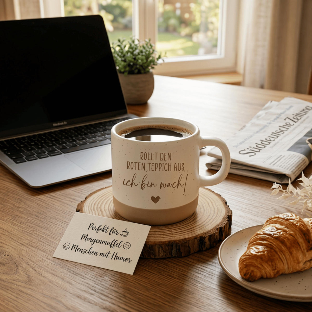 Lustige Tasse Rollt den roten Teppich aus ich bin wach – humorvolle Kaffee Tasse – witziges Geschenk für Freunde Kollegen, Weihnachten,