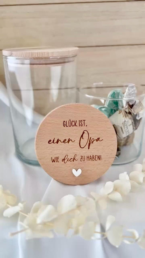 Geschenk für Opa – Glück ist einen Opa wie dich zu haben – Vorratsglas mit Gravur – Opa Geschenk, Vatertag, Großvater Geschenk, Keksdose