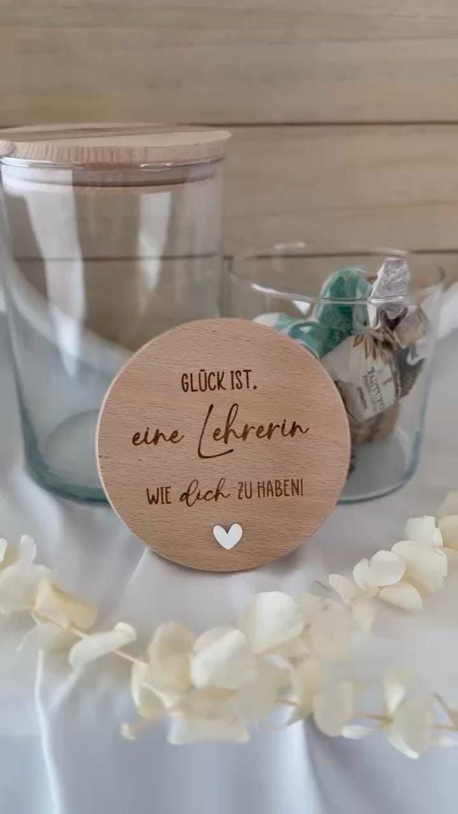 Geschenk für Lehrerin – Glück ist eine Lehrerin wie dich zu haben – Vorratsglas mit Gravur – Abschied Schule, Keksodose,