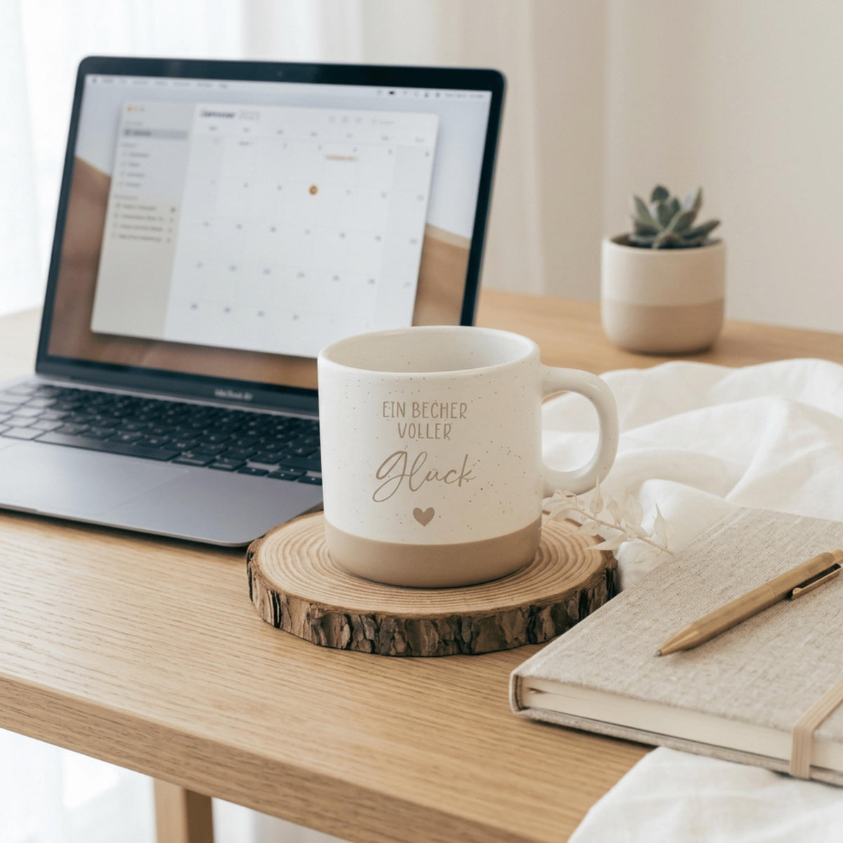 Tasse Ein Becher voller Glück – Geschenk für Freundin Familie – motivierende Kaffee Tasse – Keramik Tasse mit Spruch, Tasse mit Gravur,