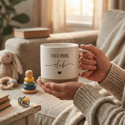 Mama Geschenk lustig – Tired Moms Club Tasse – Muttertag Geschenk Mama – witzige Mama Tasse – Geschenk für Mütter, Keramiktasse, 360ml