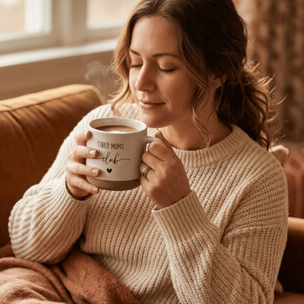 Mama Geschenk lustig – Tired Moms Club Tasse – Muttertag Geschenk Mama – witzige Mama Tasse – Geschenk für Mütter, Keramiktasse, 360ml