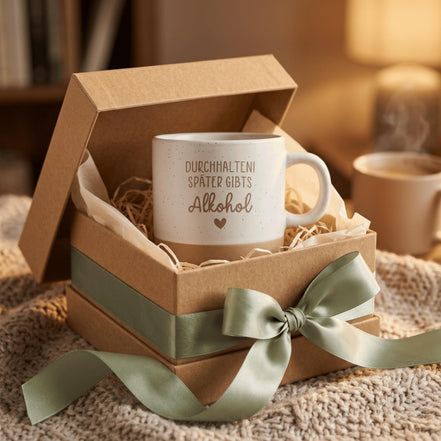 Durchhalten später gibts Alkohol Tasse – lustige Tasse Spruch – witziges Geschenk Freundin – Spaß Geschenk Kollege – Humor Tasse Büro
