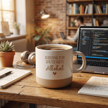 Durchhalten später gibts Alkohol Tasse – lustige Tasse Spruch – witziges Geschenk Freundin – Spaß Geschenk Kollege – Humor Tasse Büro
