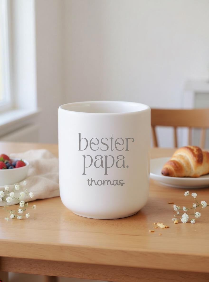 Personalisierte Papa Tasse mit Name – bester papa Becher – Vatertag Geschenk Papa – minimalistischer Kaffeebecher Henkellos – Geschenk Vater