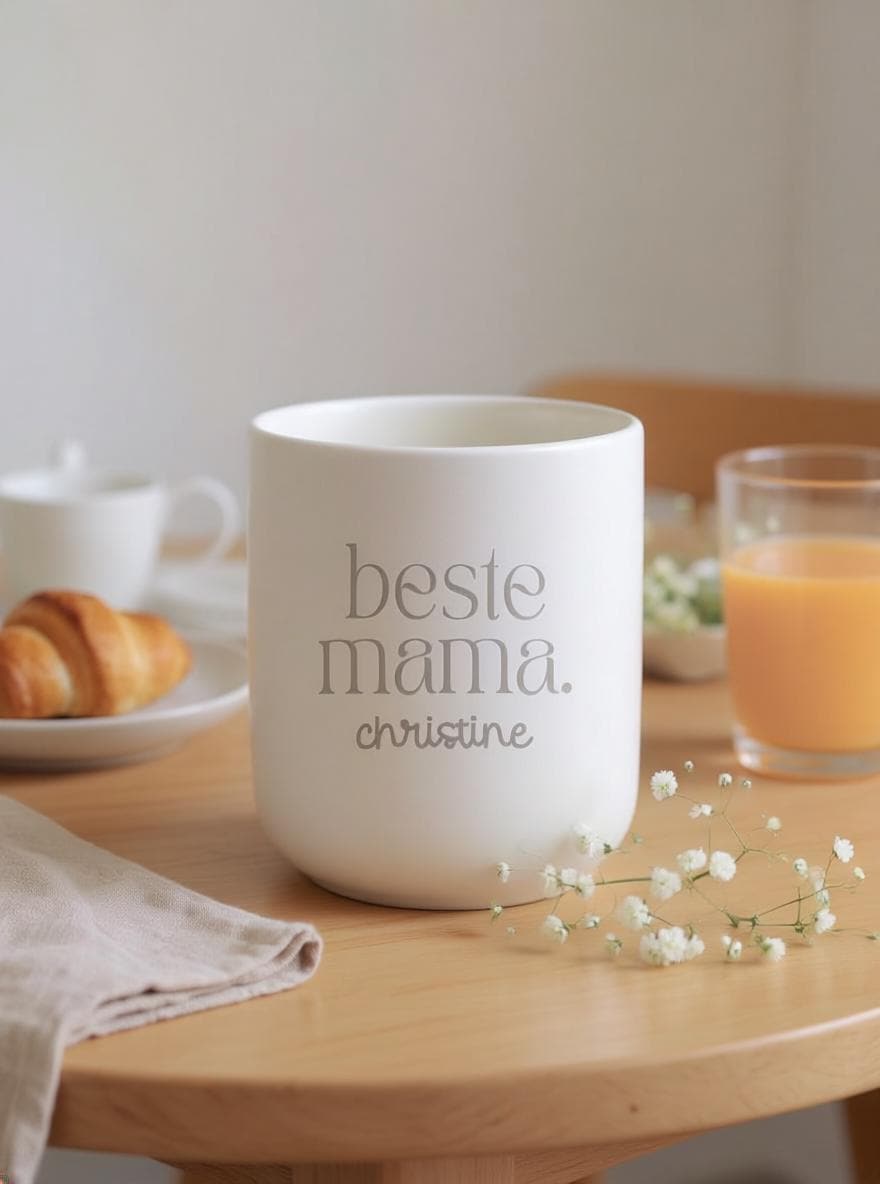 Personalisierte Mama Tasse mit Name – beste mama Becher – Muttertag Geschenk Mama – minimalistischer Kaffeebecher Henkellos, Geschenk Mutter