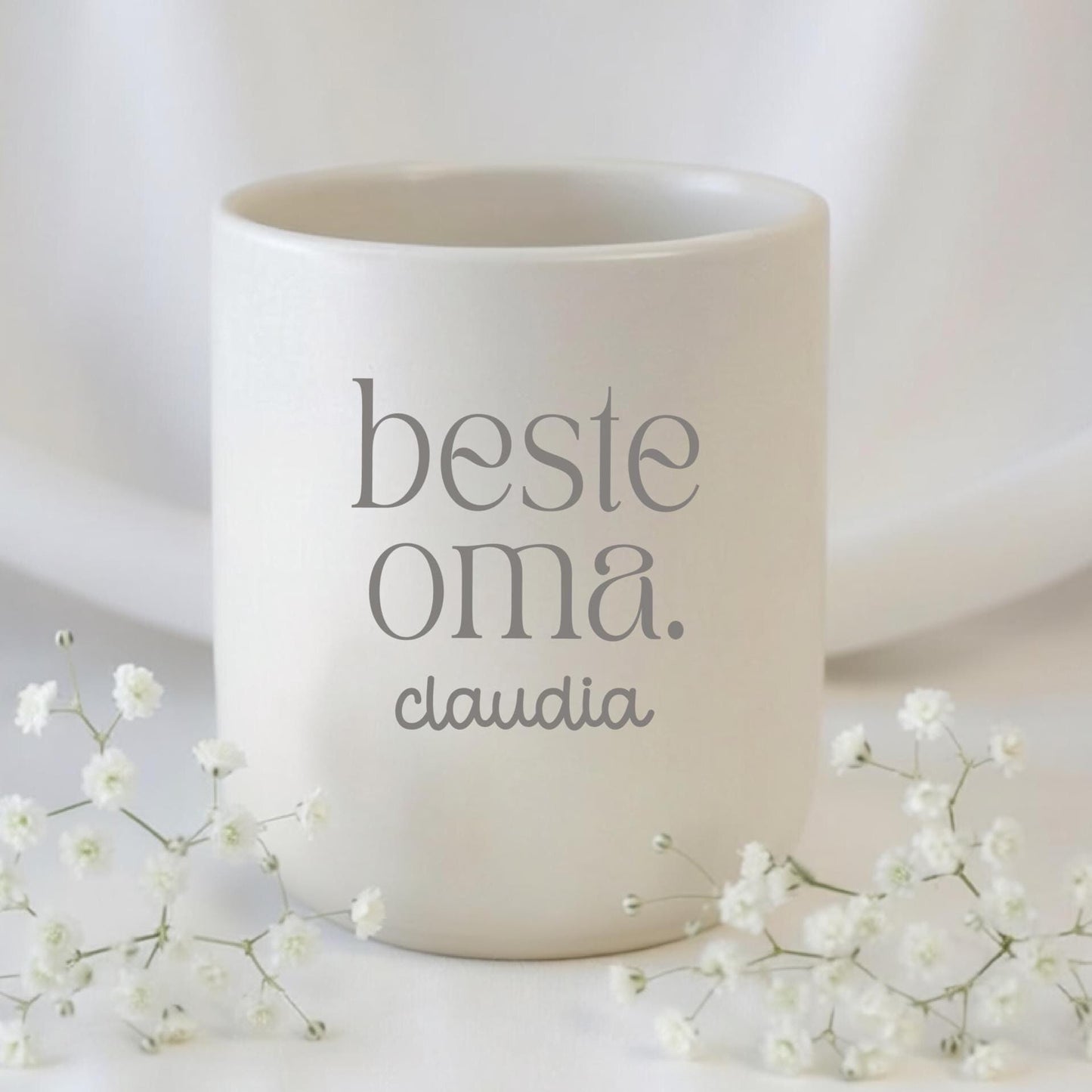 Personalisierte Oma Tasse mit Name – beste oma Becher – Geschenk Oma Geburtstag –minimalistischer Kaffeebecher henkellos Geschenk Großmutter