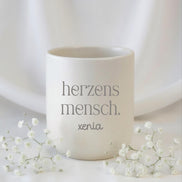 Personalisierte Tasse Herzensmensch mit Name – Geschenk Herzensmensch – minimalistischer Kaffeebecher ohne Henkel – personalisiert