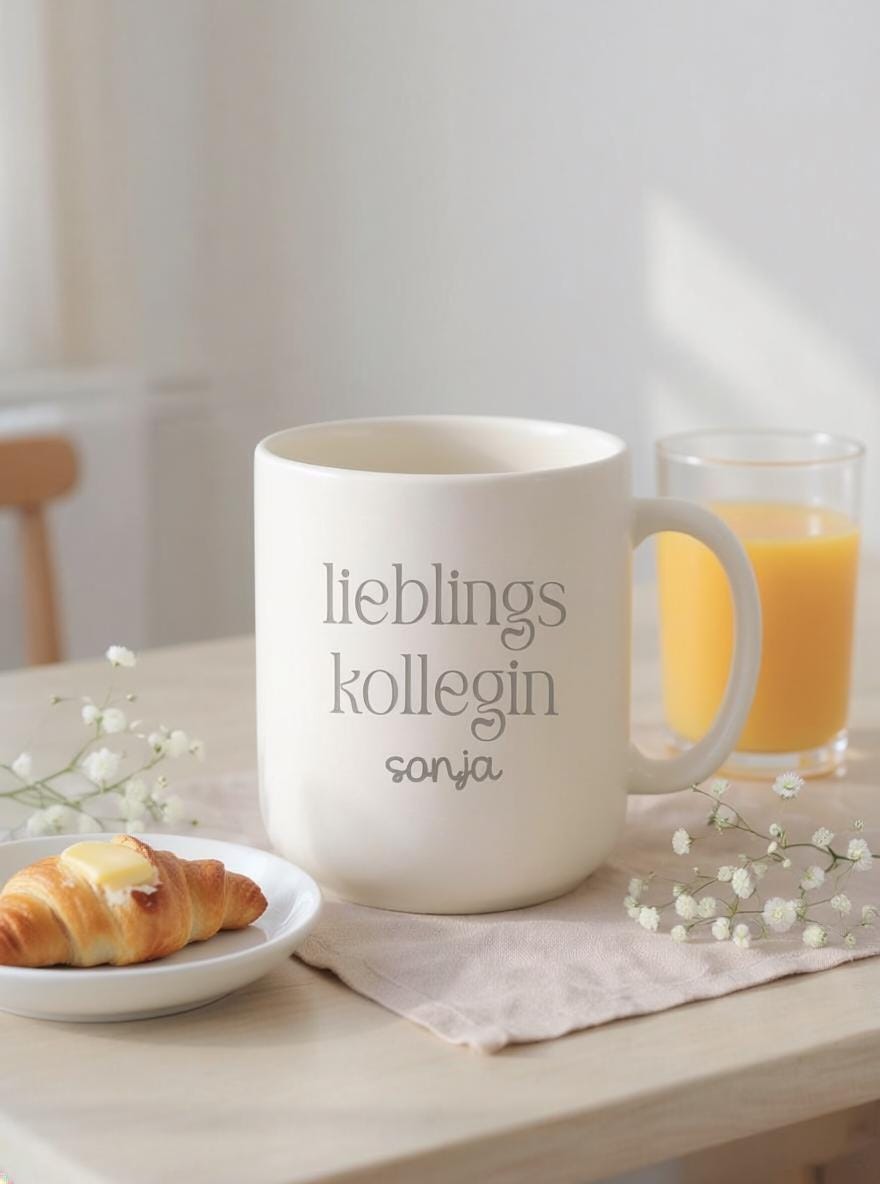 Personalisierte Kollegin Tasse mit Name – lieblingskollegin Becher – Geschenk Kollegin Arbeit – minimalistischer Kaffeebecher ohne Henkel