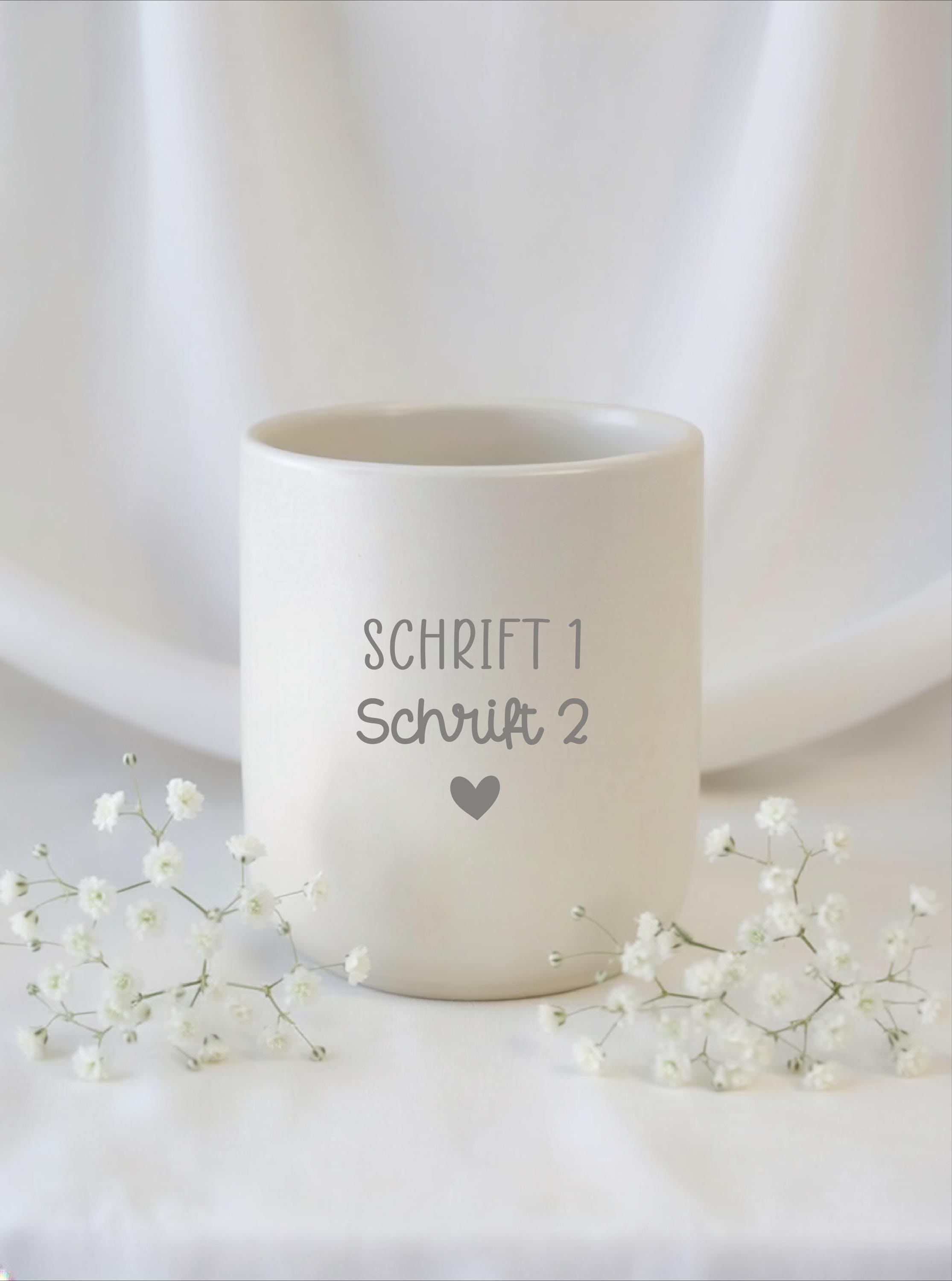 Personalisierte Tasse Wunschtext – individueller Spruch Becher mit Name – minimalistischer Kaffeebecher ohne Henkel – personalisiert