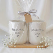 Bauherr Bauherrin Tasse personalisiert – Hausbau Geschenk Paar – Einzug Geschenk Haus – Bauherr 2026 Becher Set – minimalistischer Becher