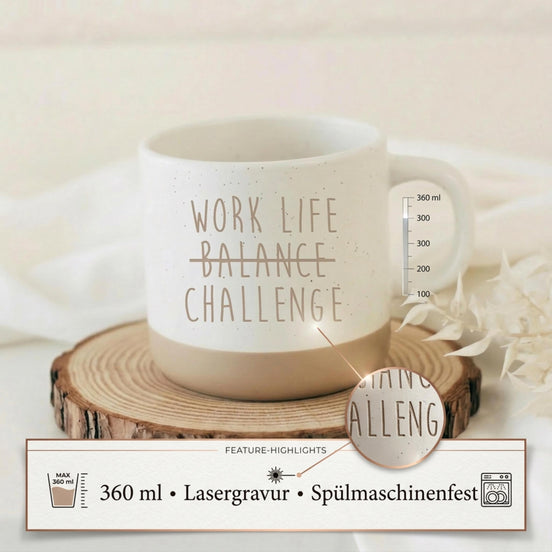 Work Life Balance Challenge Tasse – lustige Büro Tasse – Sarkasmus Kaffee Tasse – Geschenk für Kollegen – Humor Keramiktasse, Kollegin Tasse