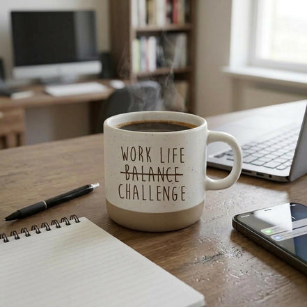 Work Life Balance Challenge Tasse – lustige Büro Tasse – Sarkasmus Kaffee Tasse – Geschenk für Kollegen – Humor Keramiktasse, Kollegin Tasse