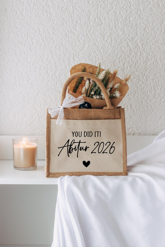 Abitur 2026 Geschenk – Jutetasche „You did it“ Abi bestanden, Abschluss Geschenk Schule, Abi Geschenk Idee, Endlich Abitur