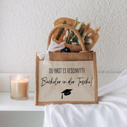 Bachelor in der Tasche Geschenk – Jutetasche Studium bestanden, Abschluss Geschenk Uni, Bachelor Geschenk Idee