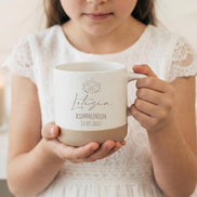 Personalisierte Tasse Kommunion Konfirmation – Geschenk Kommunion Mädchen Junge – Geschenk Konfirmation – Tasse mit Name & Datum christlich