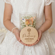 Personalisiertes Geschenk Kommunion Konfirmation Taufe mit Name Datum – Geldgeschenk Glas – Vorratsglas Gravur Kirche, Geldgeschenk